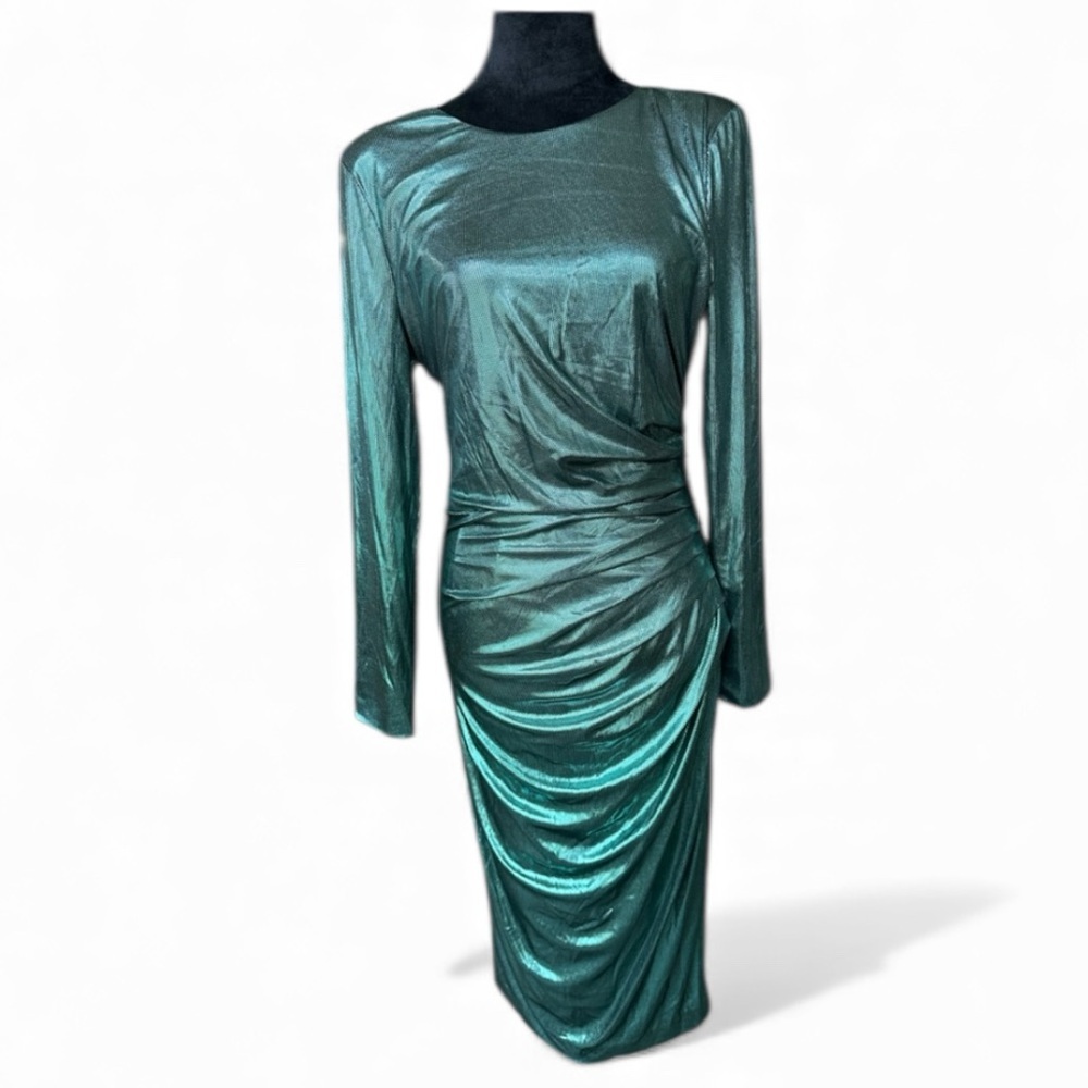 Dress the Population Shiny Metallic Long Sleeve Dress – Size Large